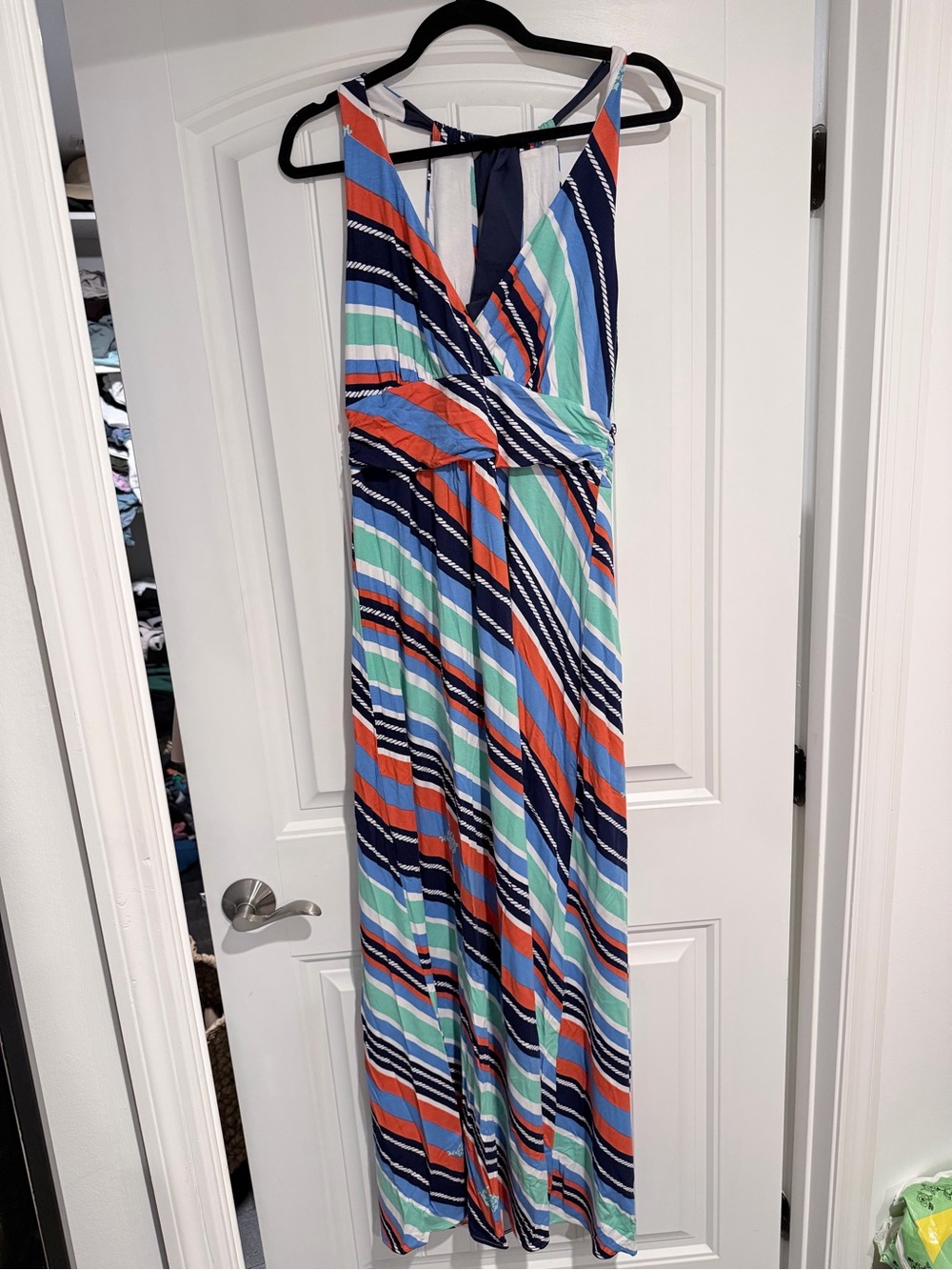 NWT Lilly Pulitzer Navy, Coral, Mint & Light Blue Striped Maxi Dress